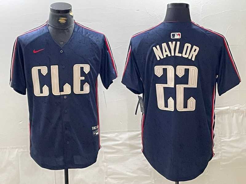 Men%27s Cleveland Guardians #22 Josh Naylor Navy 2024 City Connect Limited Stitched Jersey->cleveland guardians->MLB Jersey